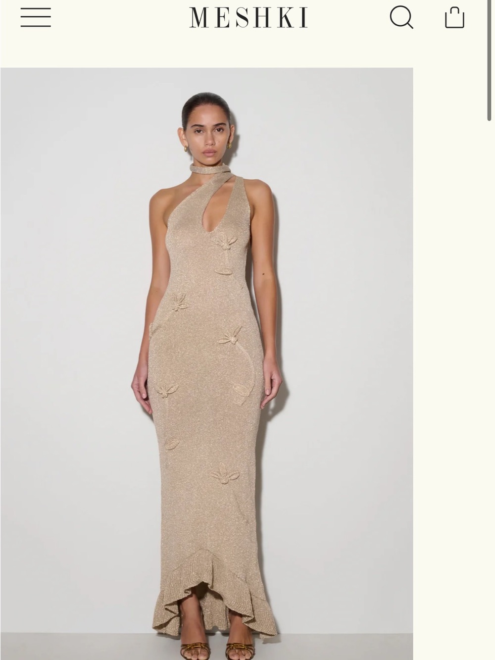 Knit maxi dress gold Meshki